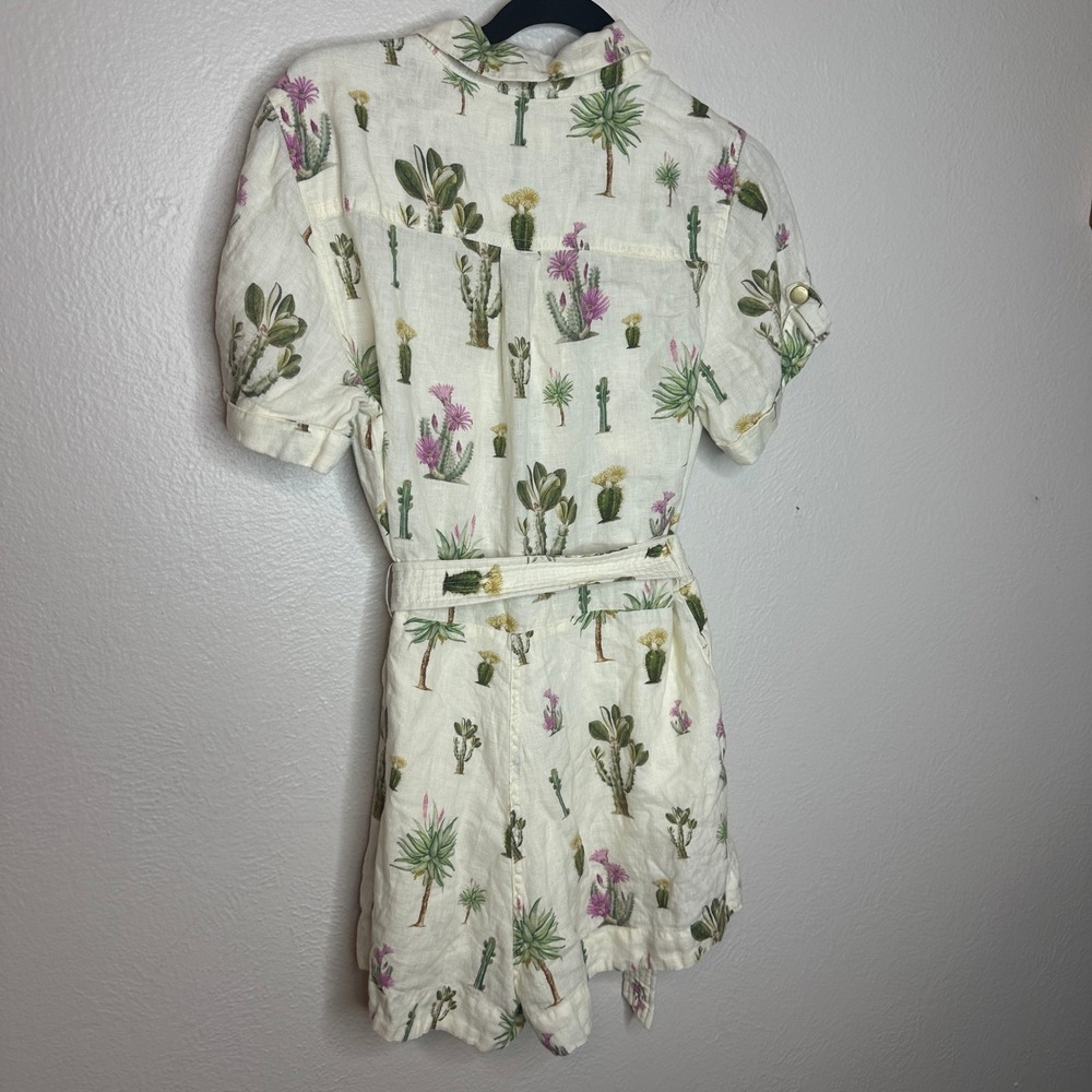 KIVARI Saguero Printed Playsuit Linen Utility Romper Desert Cactus Print Size 4 - Picture 4 of 8
